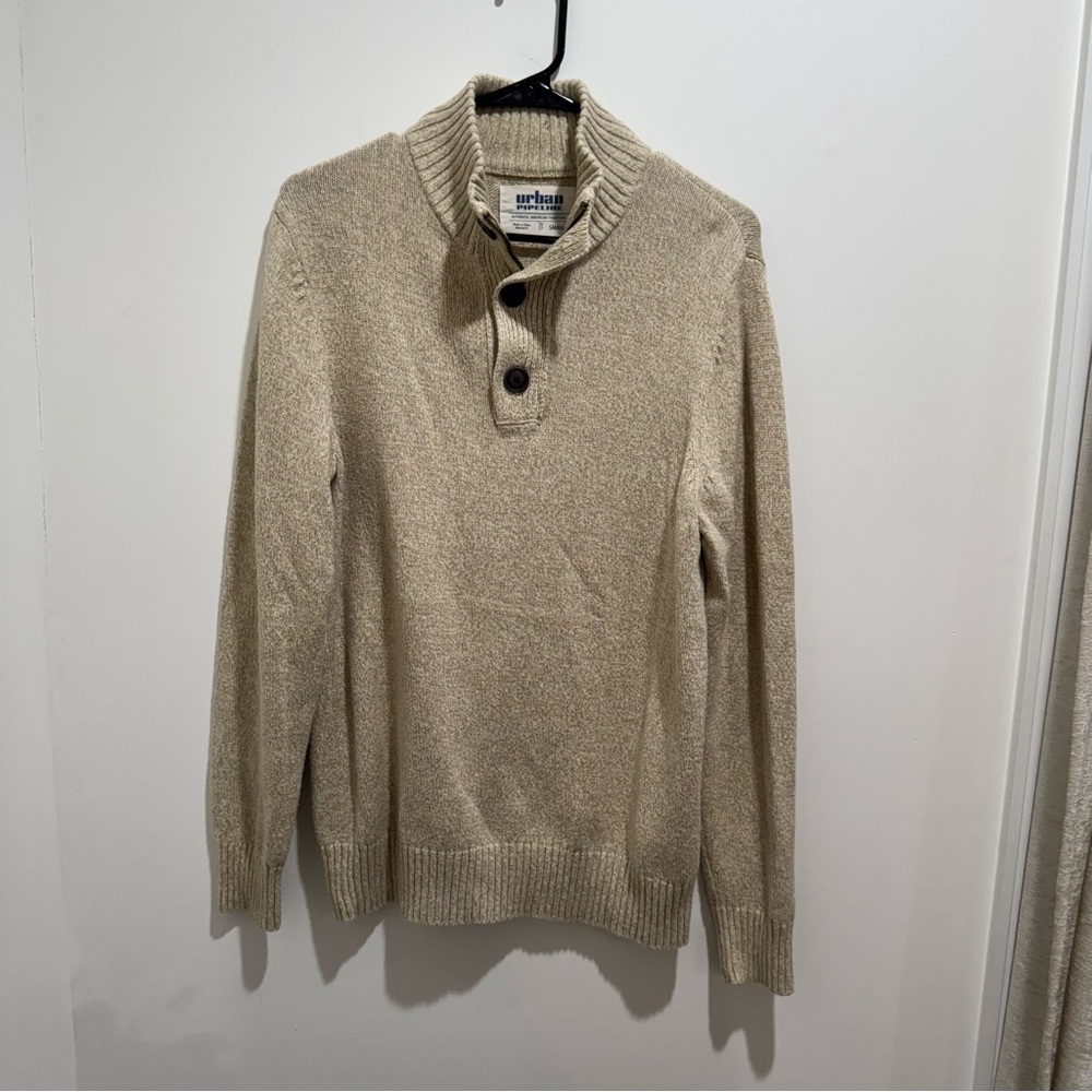 Urban Pipeline Beige Shawl Collar‎ Sweater 👔✨ (Men’s Small)